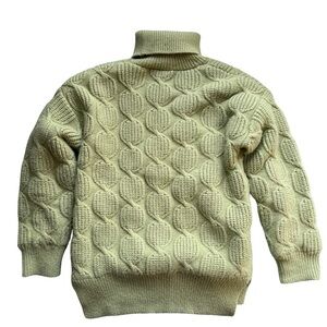 Kids Cozy Green Knit Turtleneck Sweater Fleece Lined Size S M Fall Winter